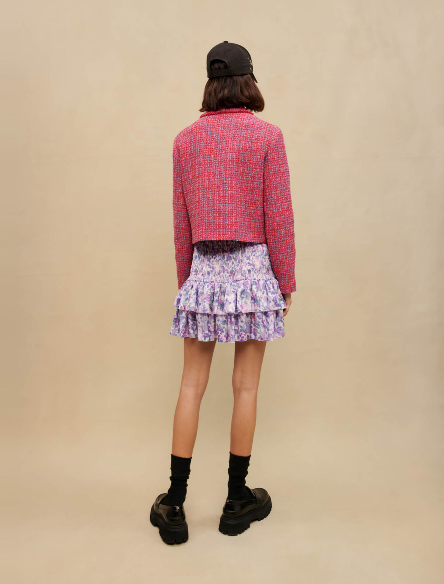 Gonna smocked con stampa floreale