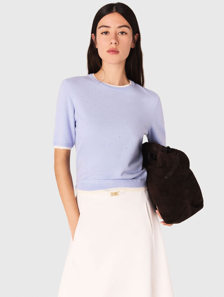 Maglione 100% lana con strass