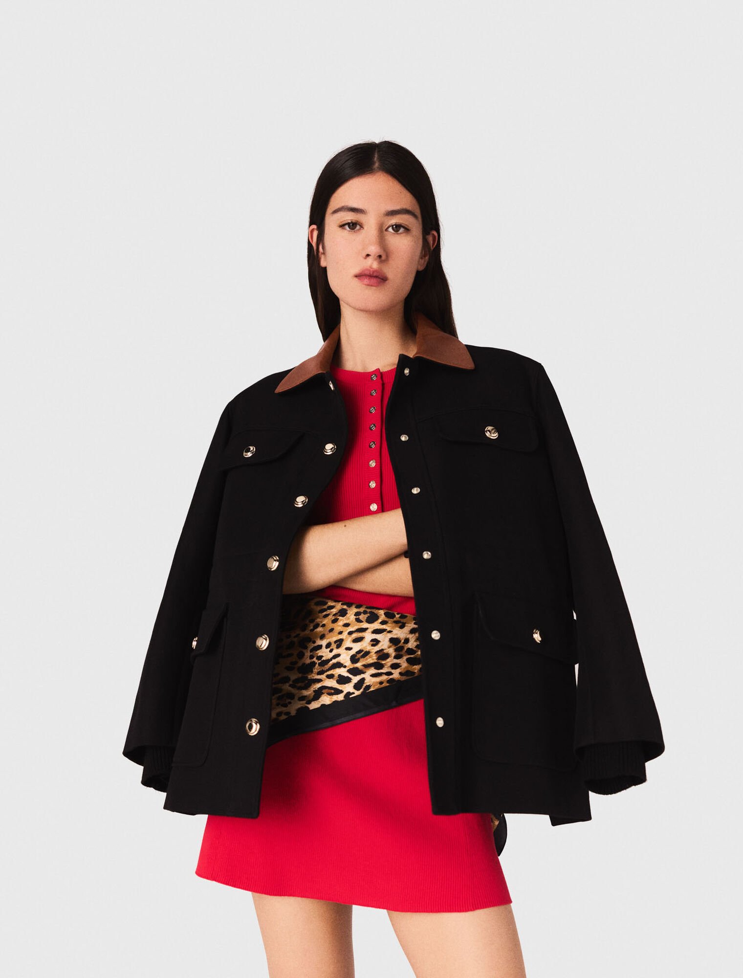 Parka collo in pelle