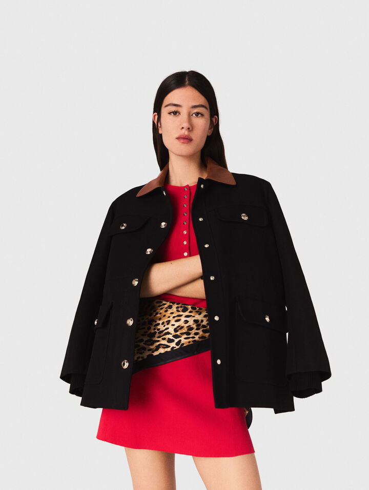 Parka collo in pelle