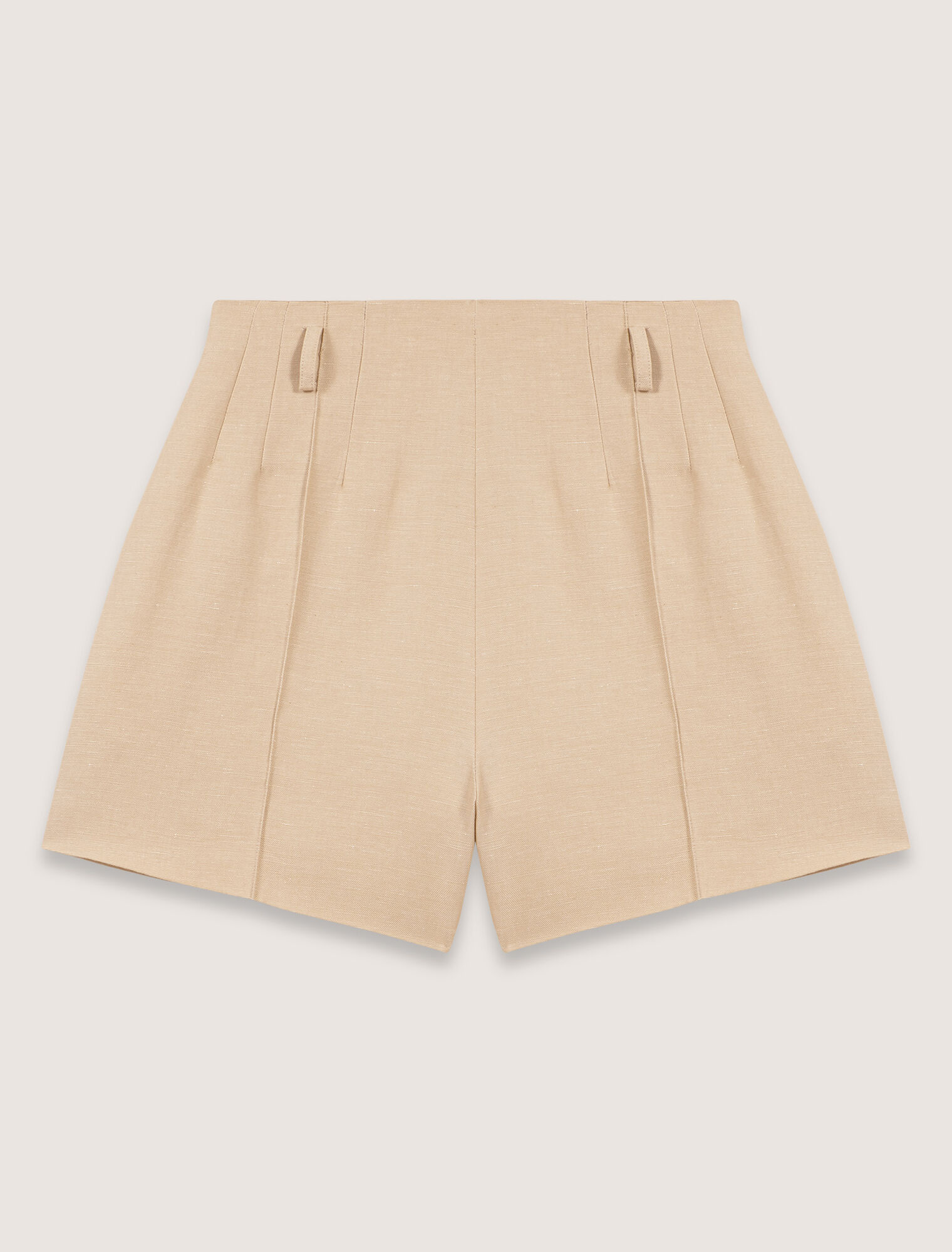 Shorts con pince in lino e cotone