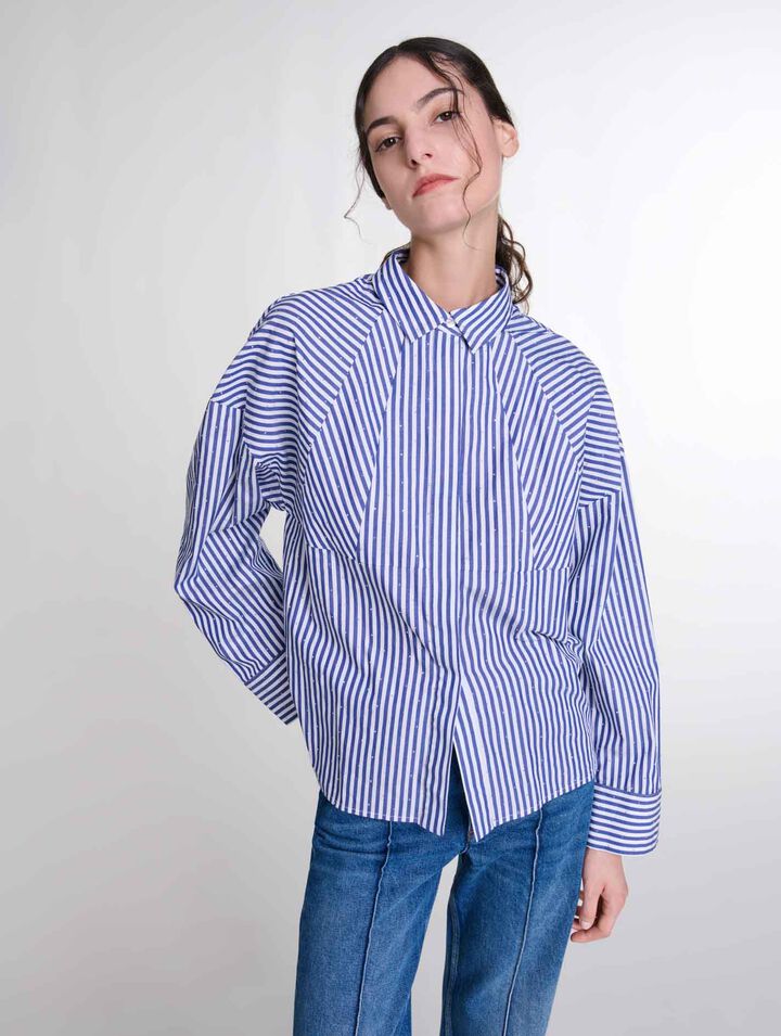 Camicia a righe con strass