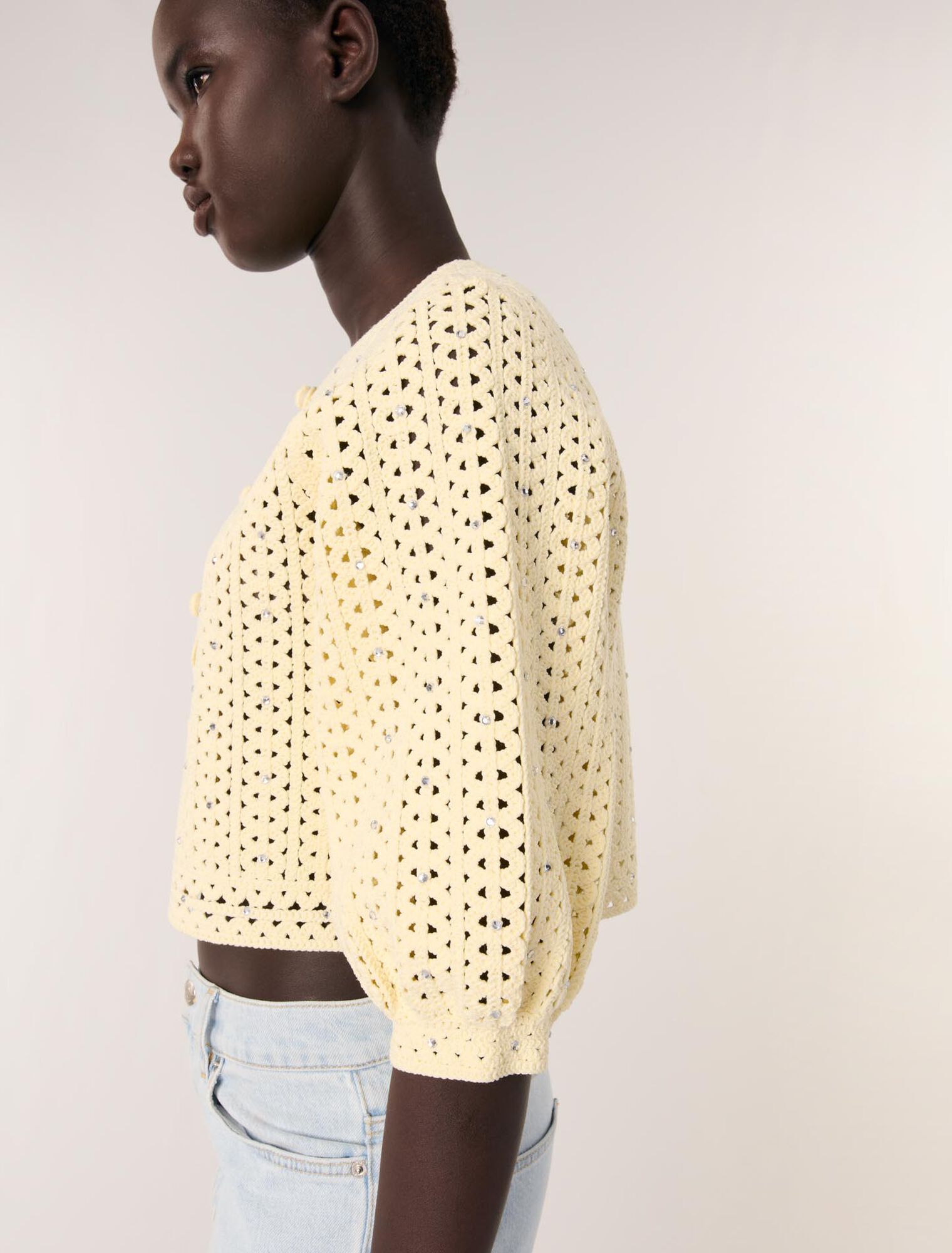 Cardigan corto crochet glitterato