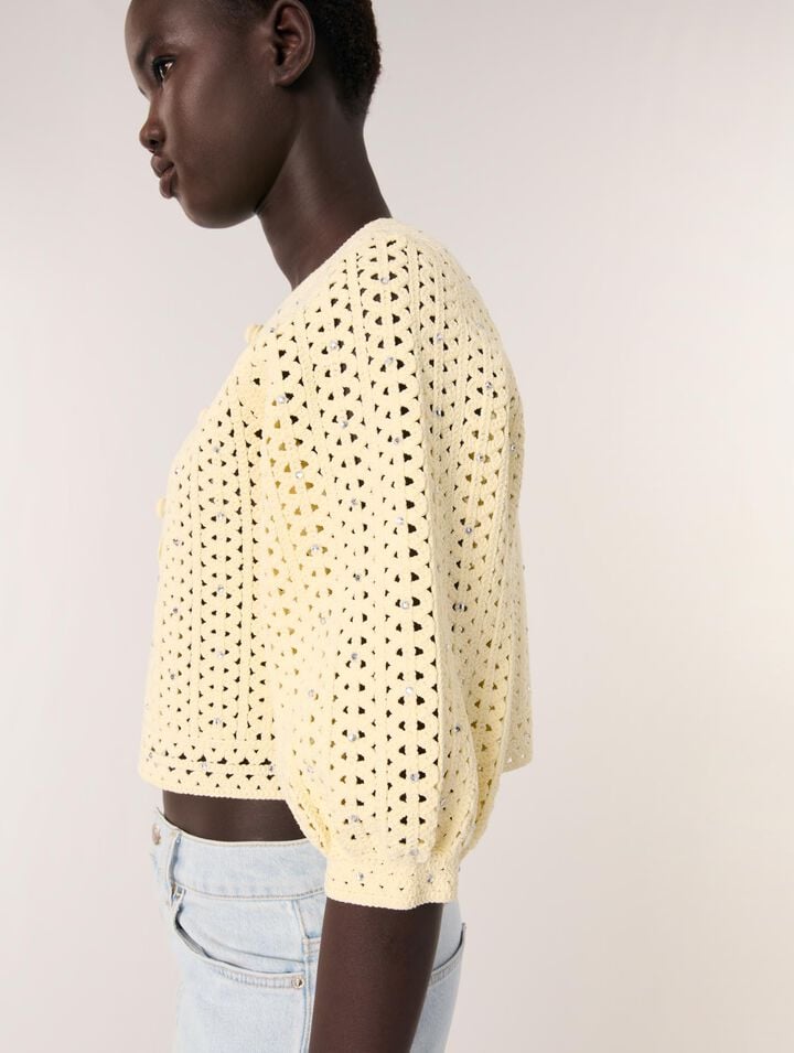 Cardigan corto crochet glitterato