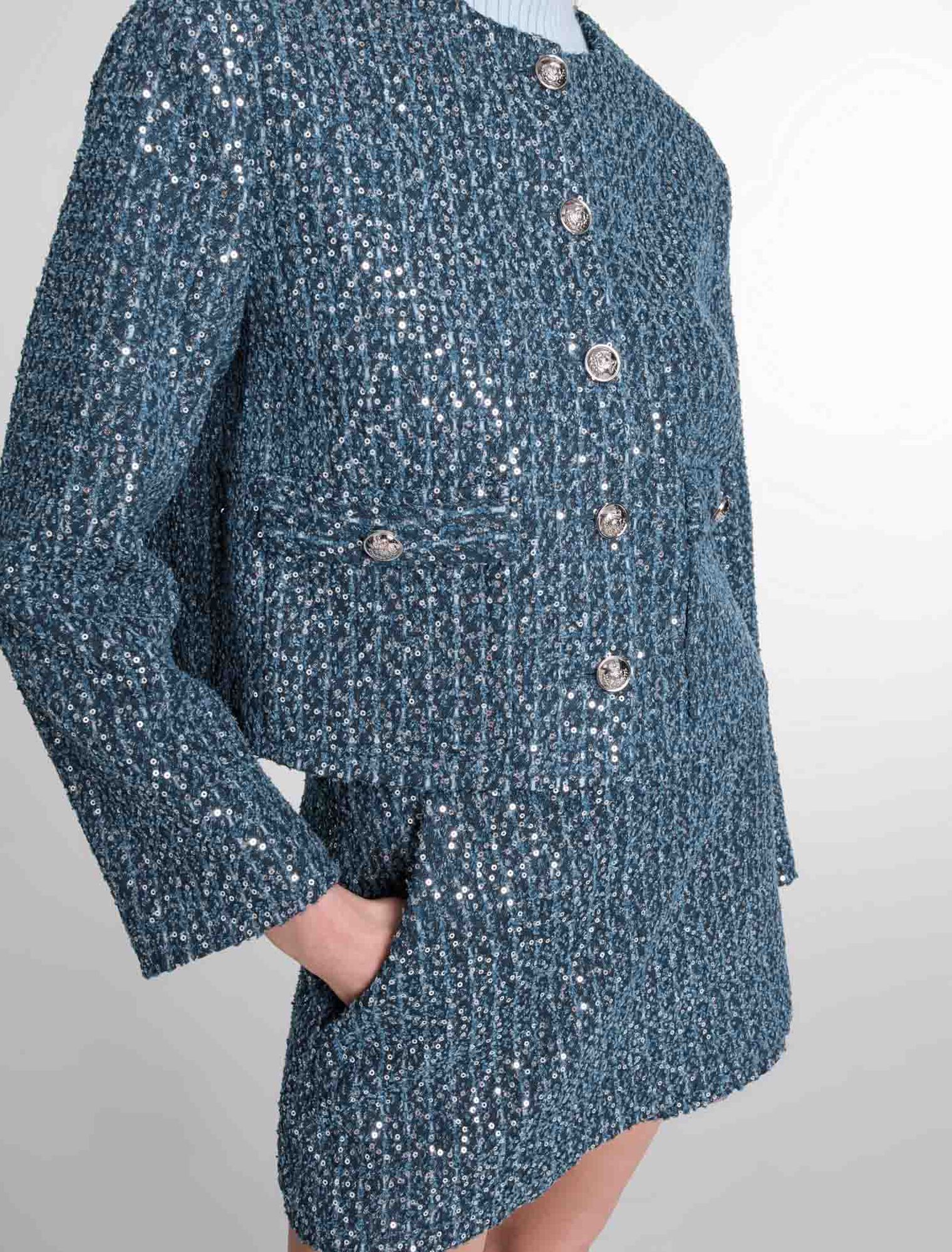 Giacca in tweed ornata con lustrini