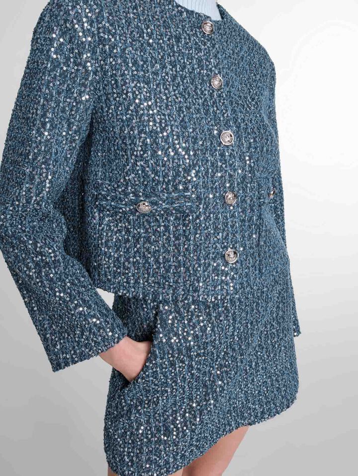 Giacca in tweed ornata con lustrini