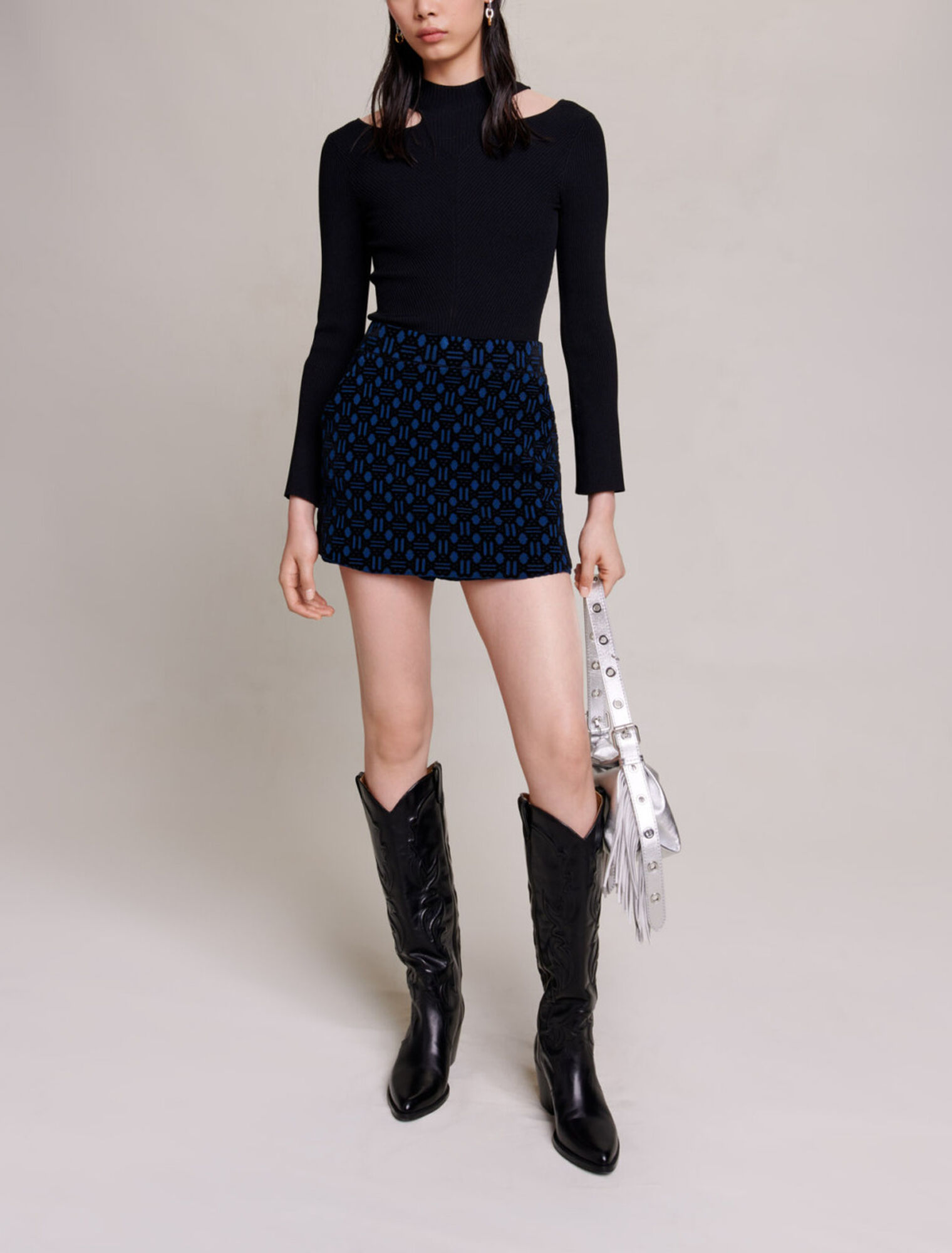 Shorts in velluto jacquard