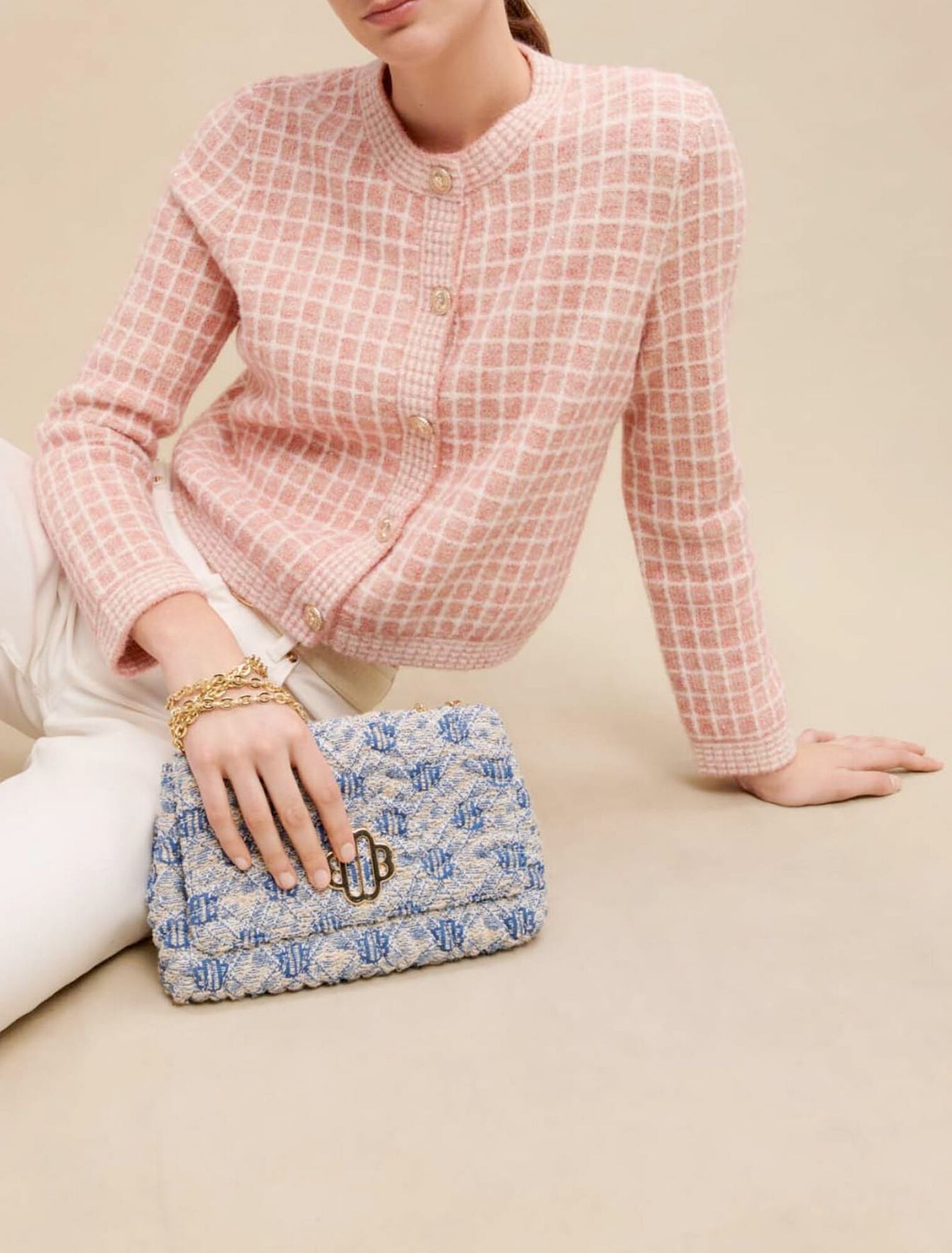 Cardigan in maglia stile tweed