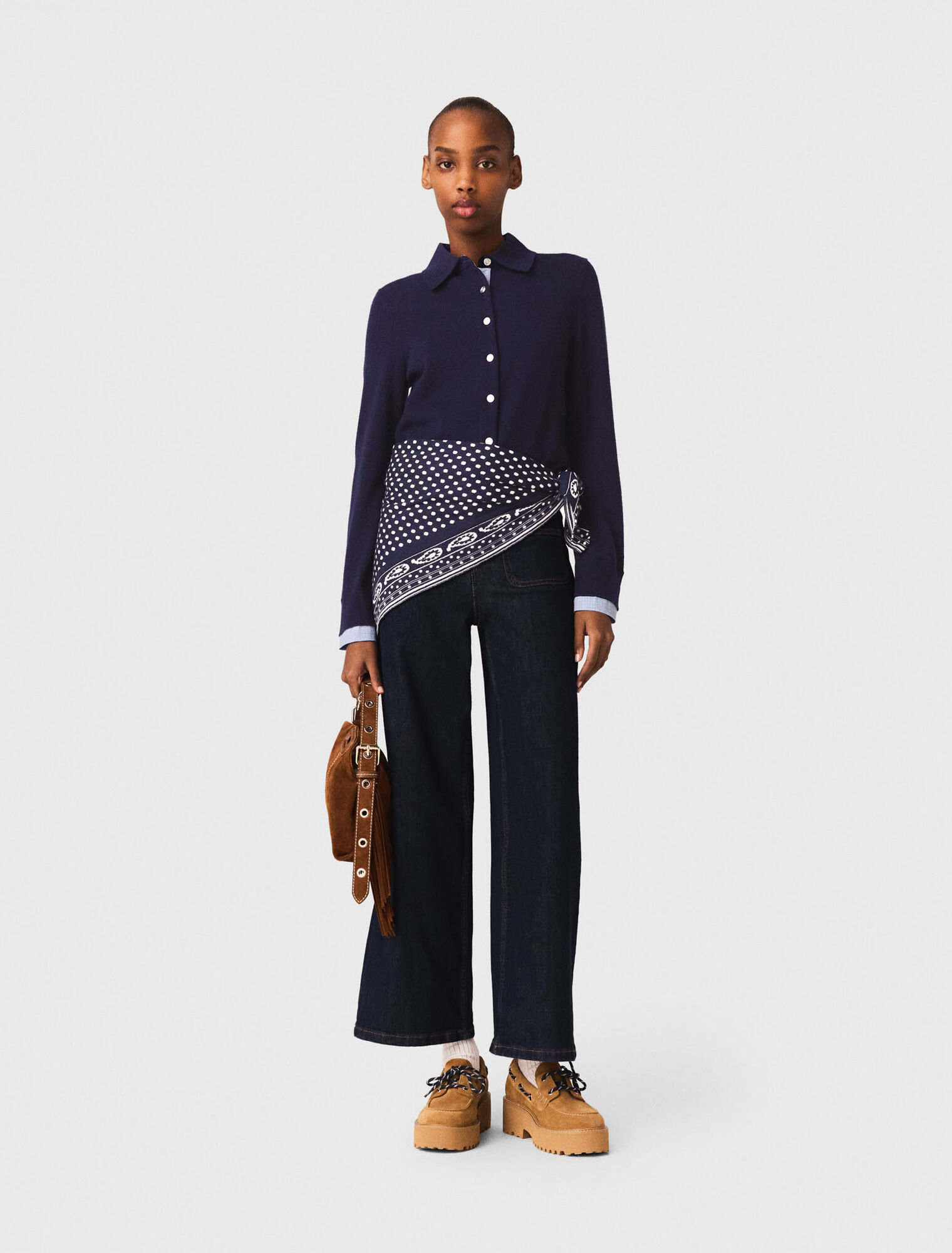 Cardigan polo dettagli amovibili