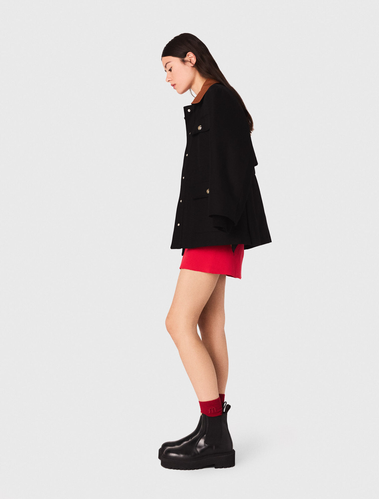 Parka collo in pelle