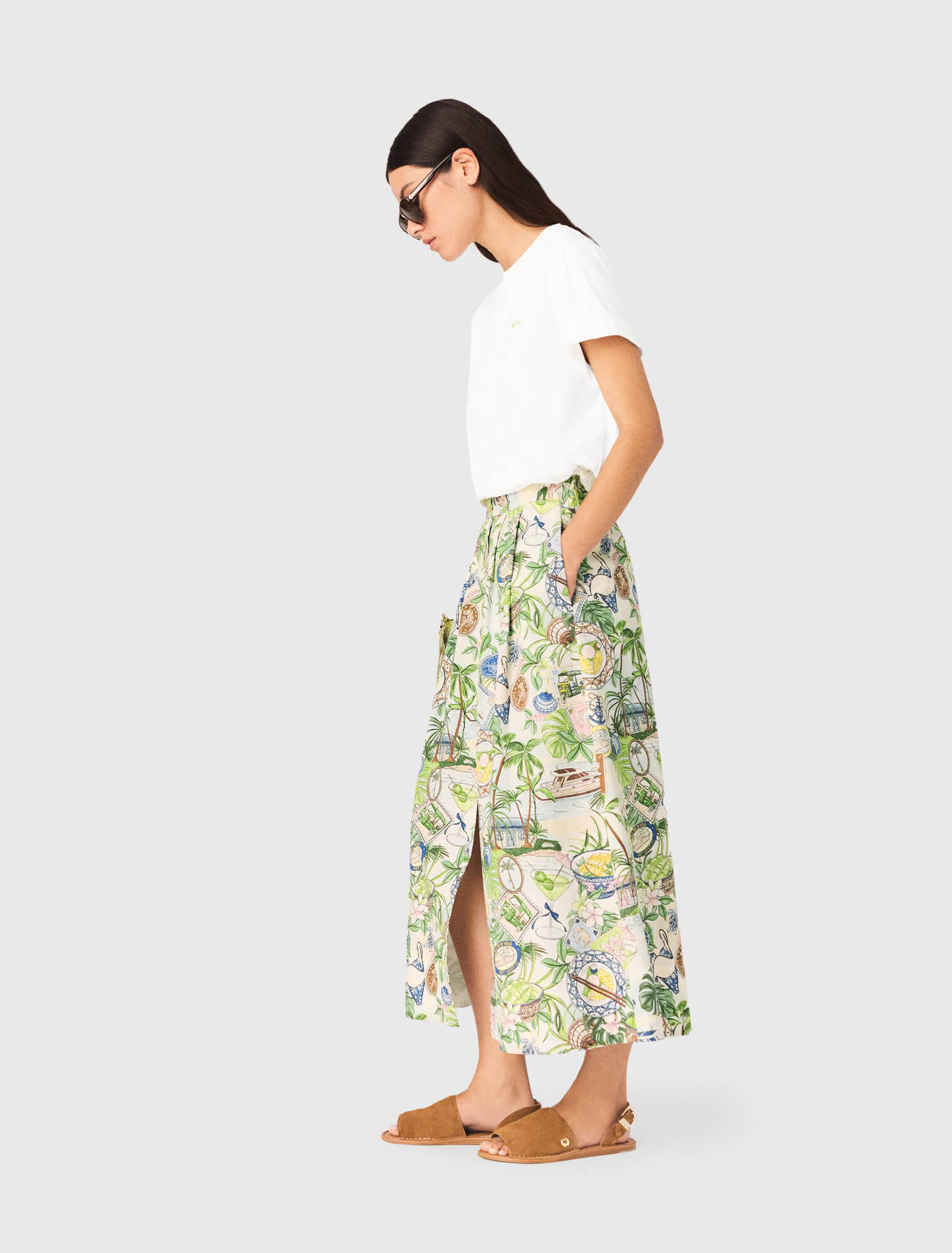 Gonna lunga stampata con shorts