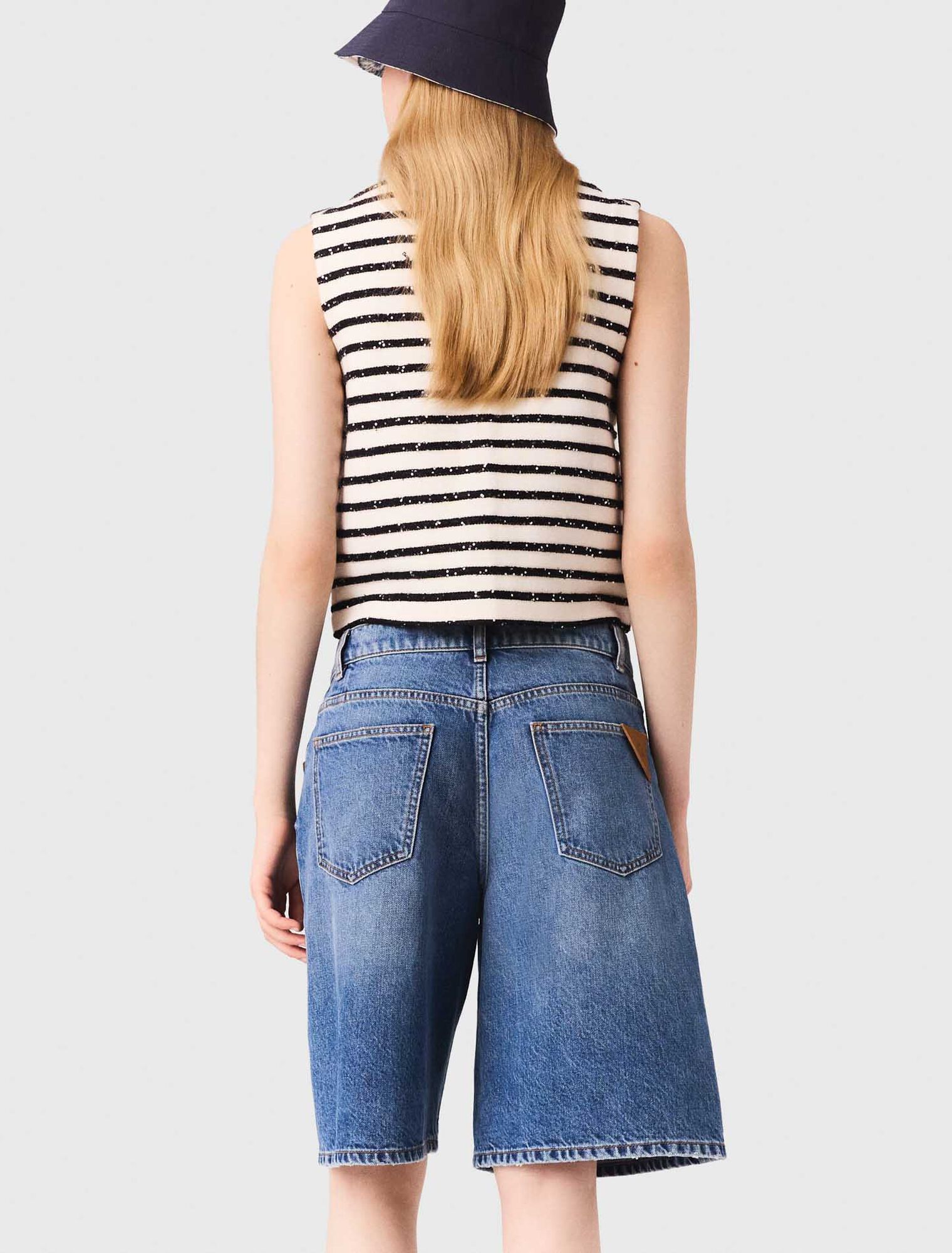 Top a righe in misto lana