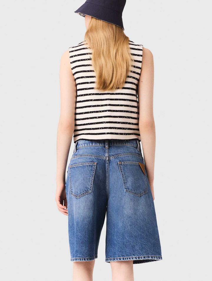 Top a righe in misto lana