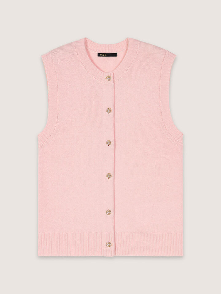 Cardigan in lana senza maniche