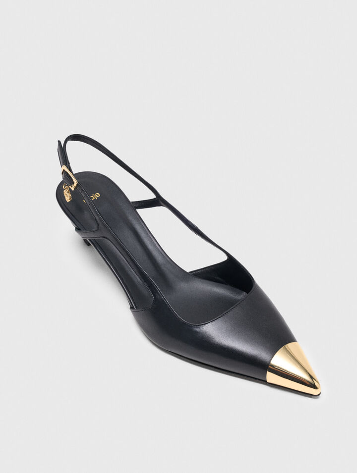 Décolleté slingback in pelle liscia