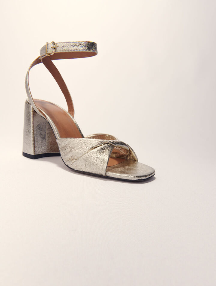 Sandali pelle metallizzata tacco