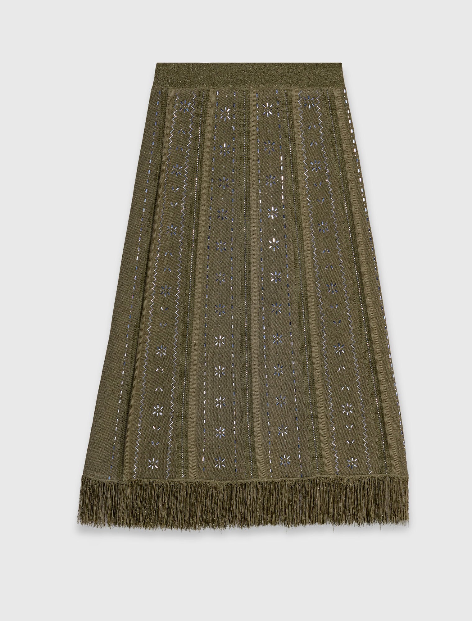 Gonna in maglia con fiori strass