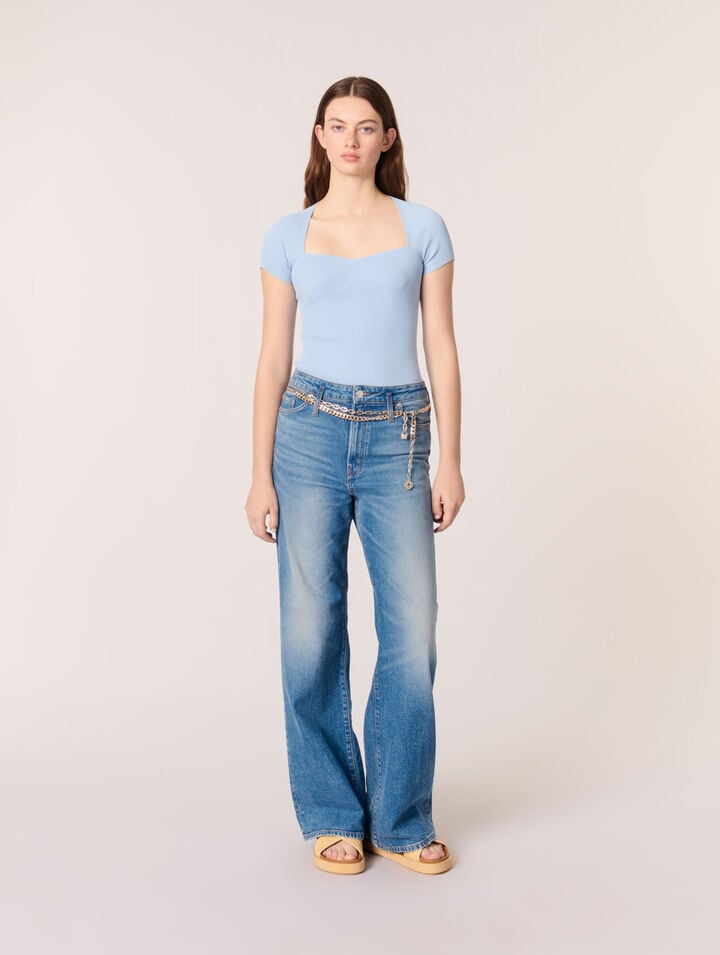 Top in maglia a coste