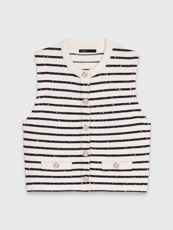 Top a righe in misto lana