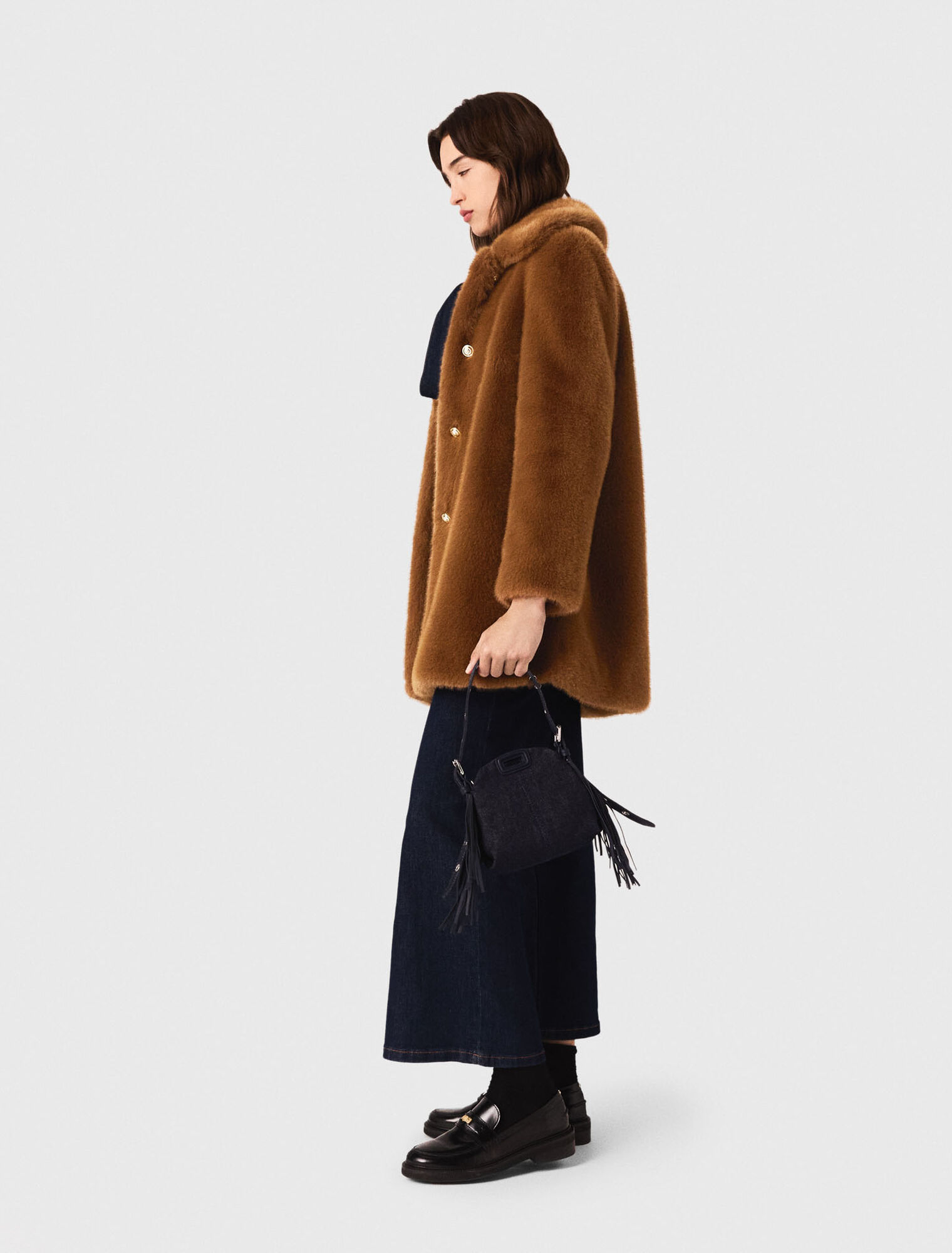 Cappotto midi in ecopelliccia