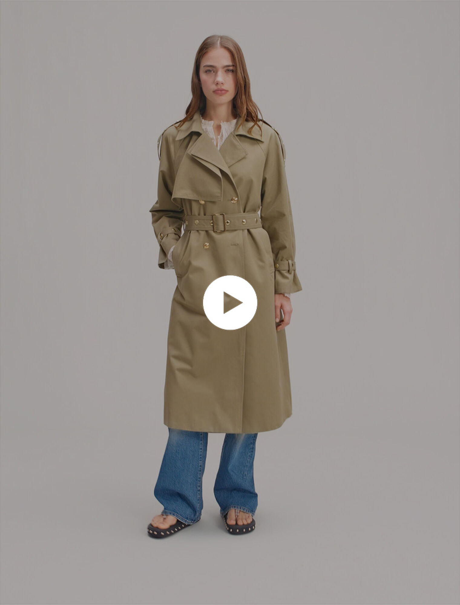 Trench borchie collo rimovibile
