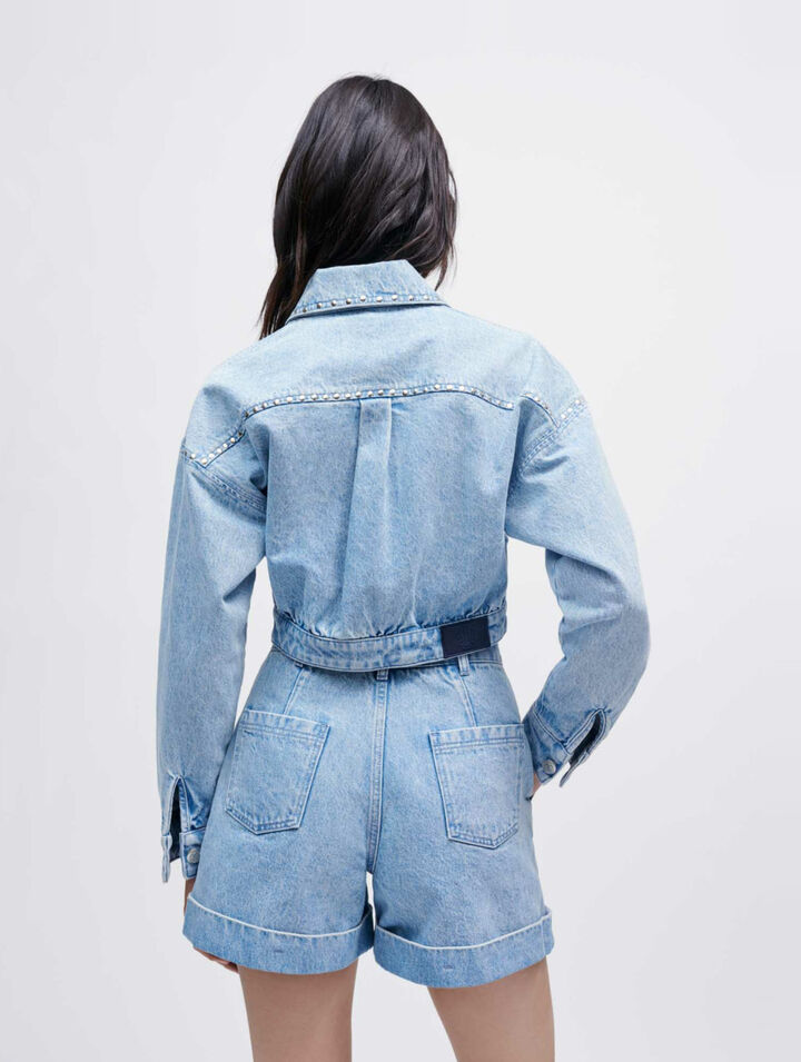 Giacca in denim con borchie