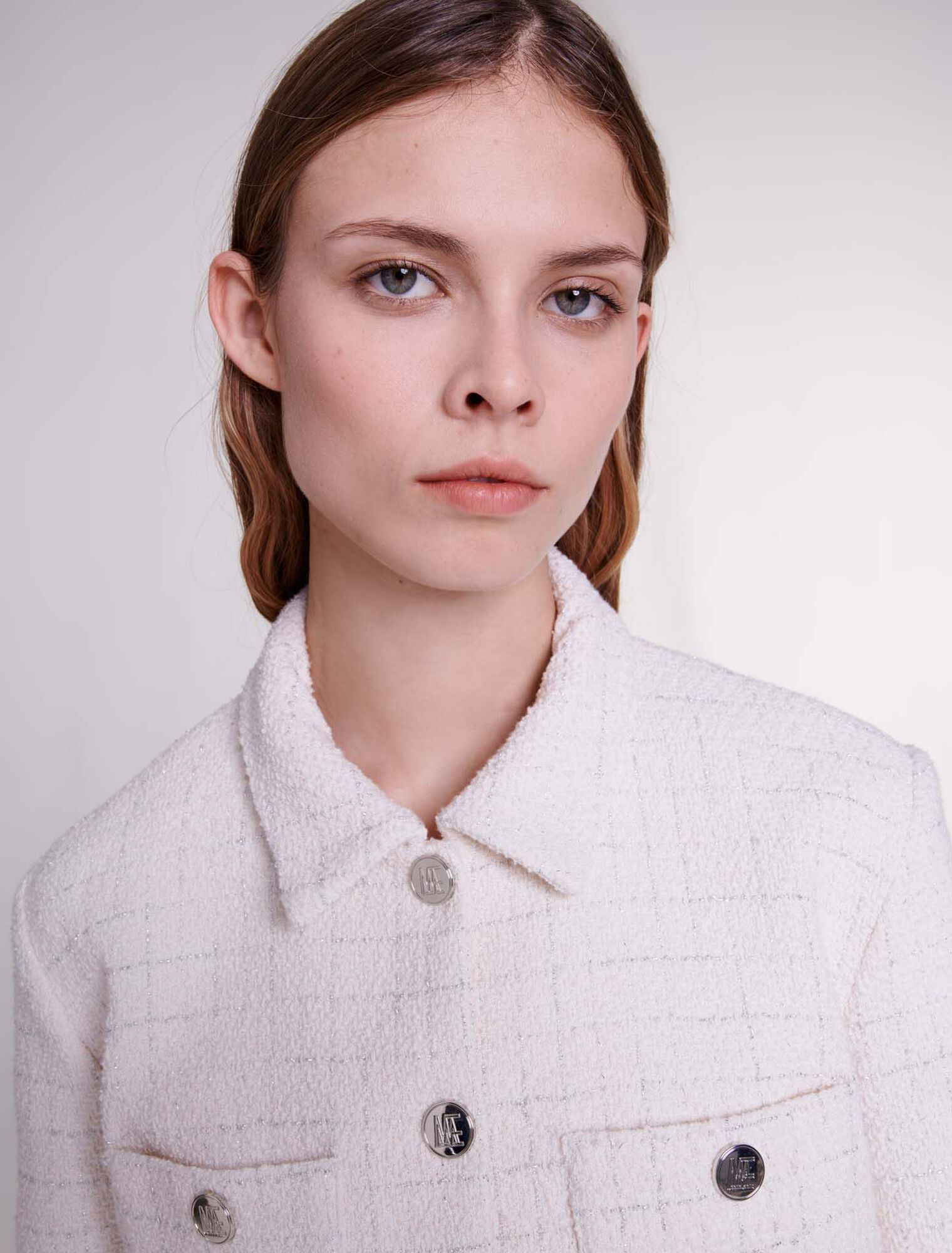 Top corto in tweed