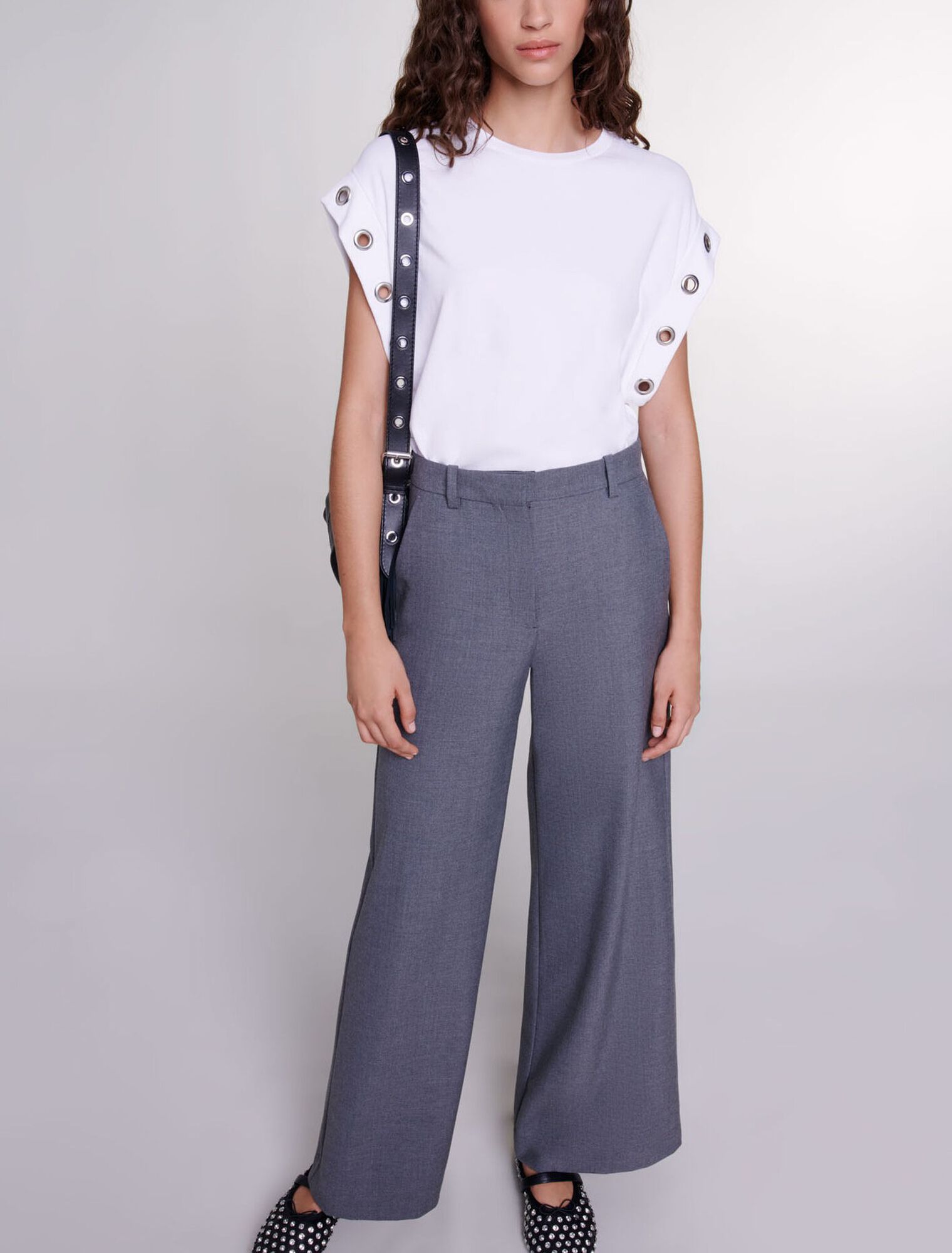 T-shirt con dettagli a occhielli