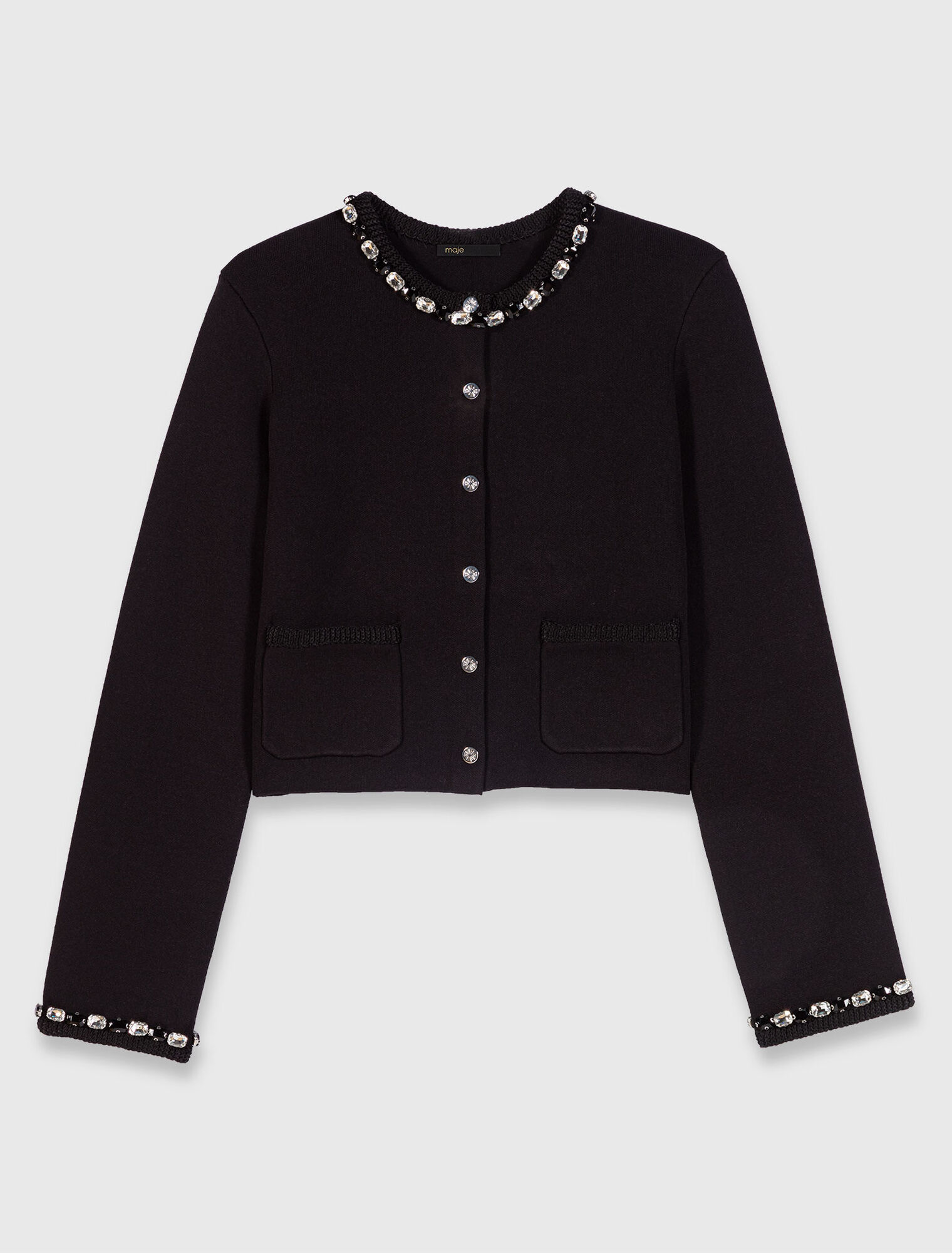 Cardigan corto con dettagli bijoux Cardigan corto con dettagli bijoux