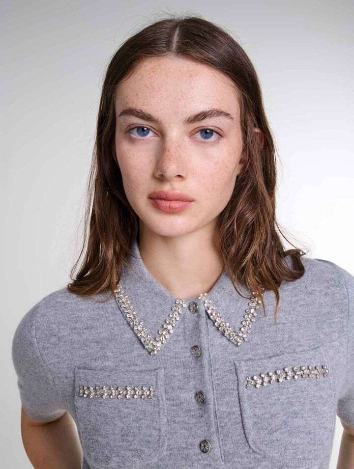 Pullover in maglia a strass