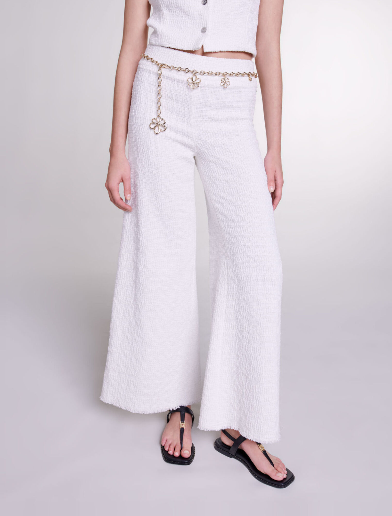 Pantaloni larghi in tweed