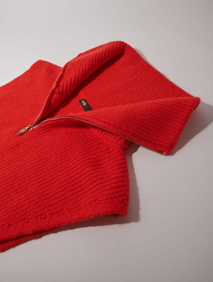 Collo con zip in lana e cashmere