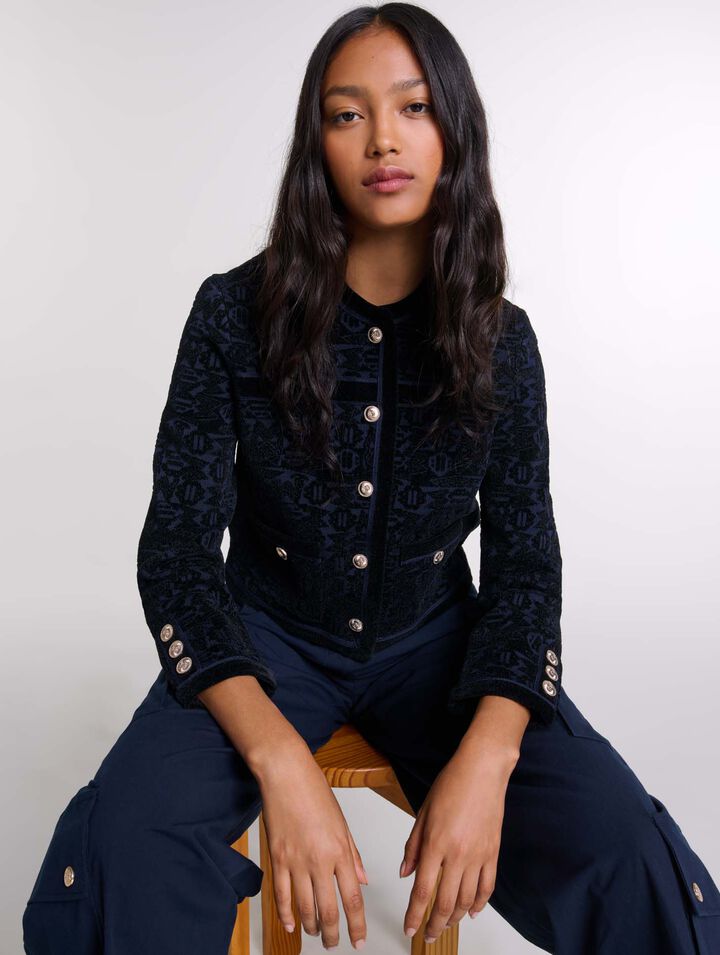 Cardigan in maglia vellutata