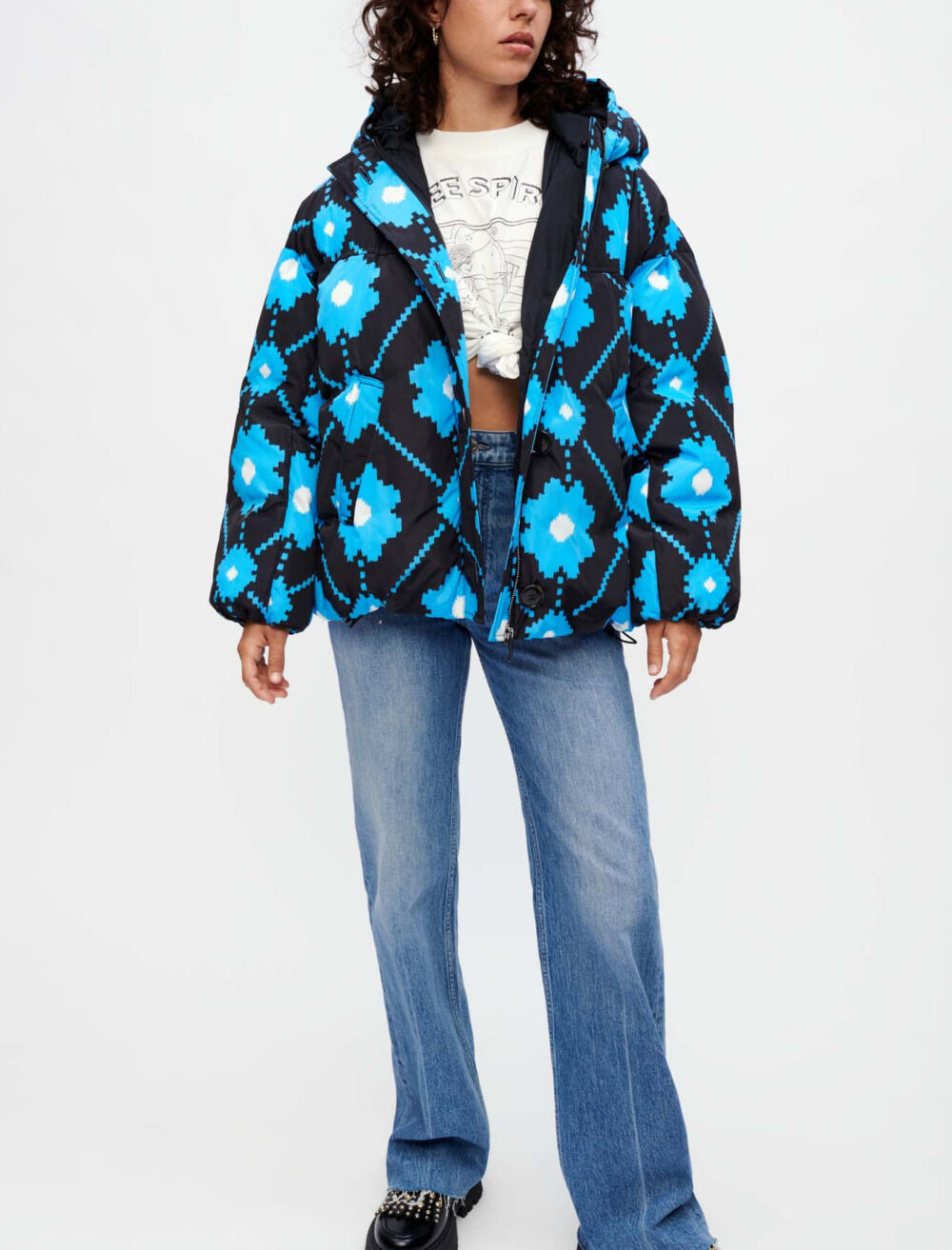 Piumino con fiori outlet