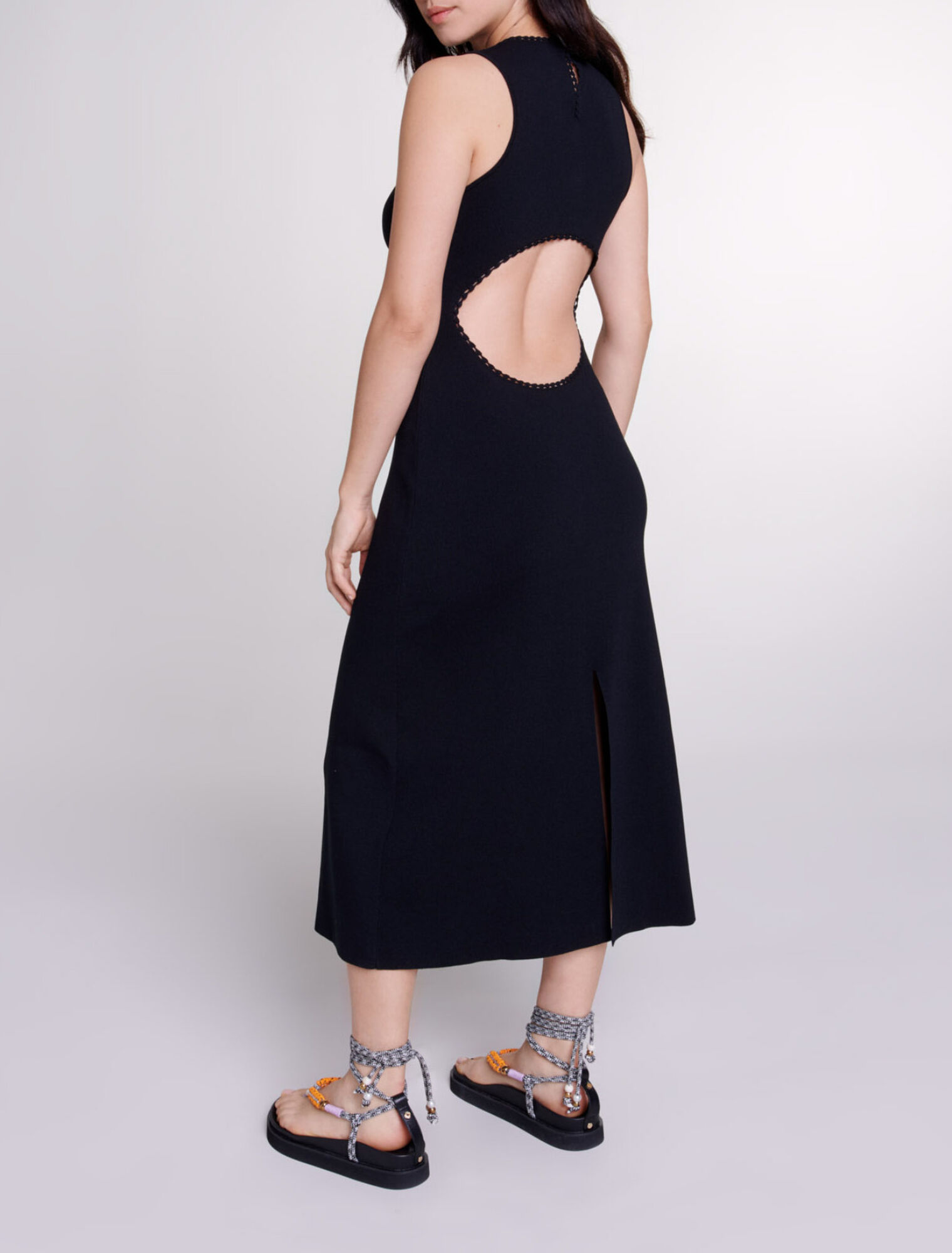 Abito lungo in maglia con cut-out