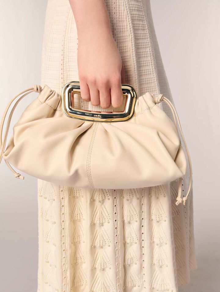Clutch in pelle manico in metallo