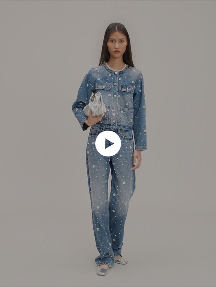 Jeans larghi ricamati
