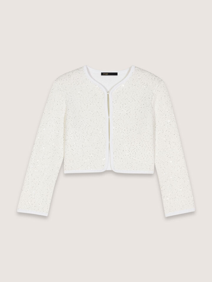 Cardigan corto con strass