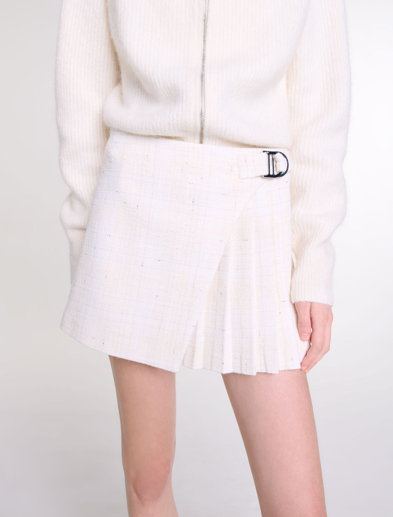 Gonna a pantaloncino plissé e tweed