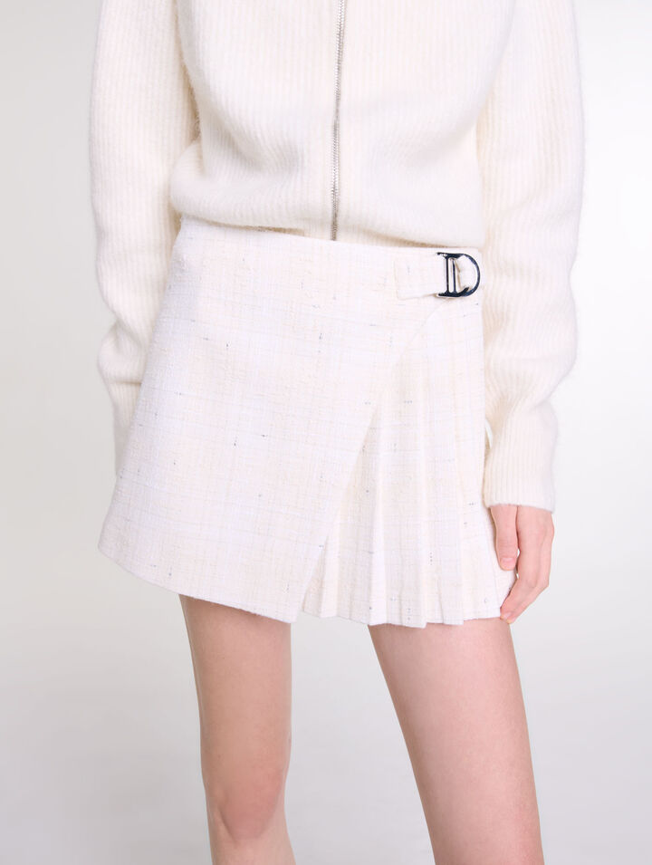 Gonna a pantaloncino plissé e tweed