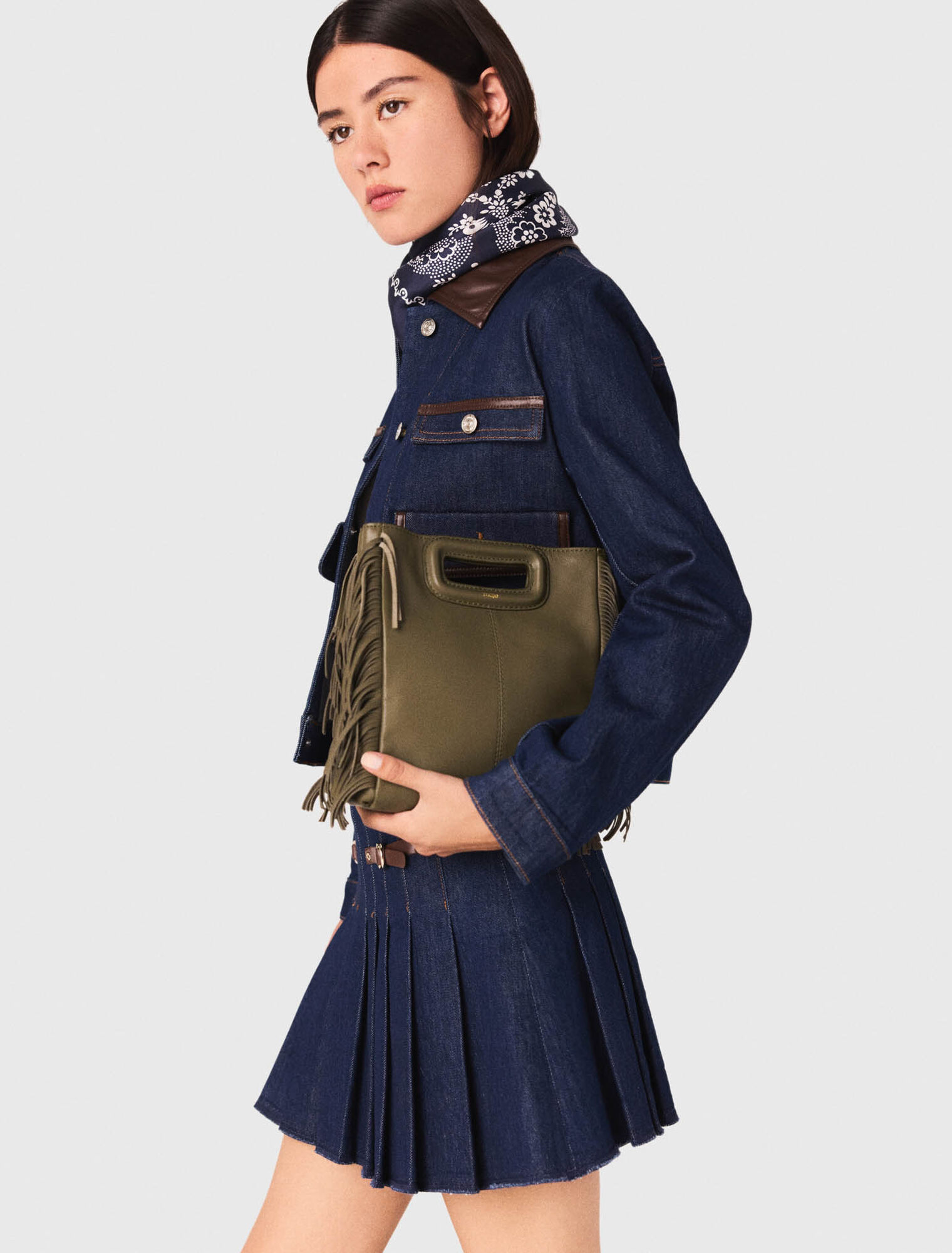 Gonna corta in denim con fodera