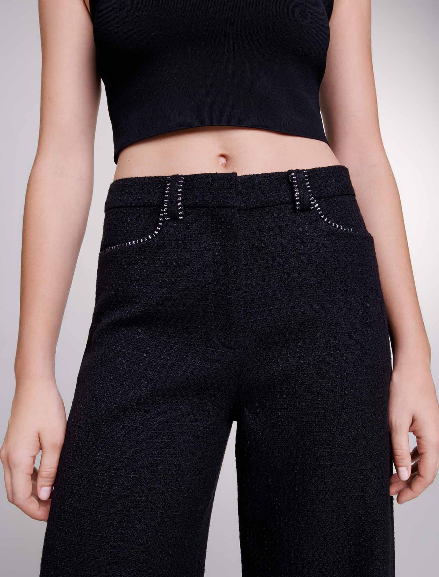 Pantaloni larghi in tweed