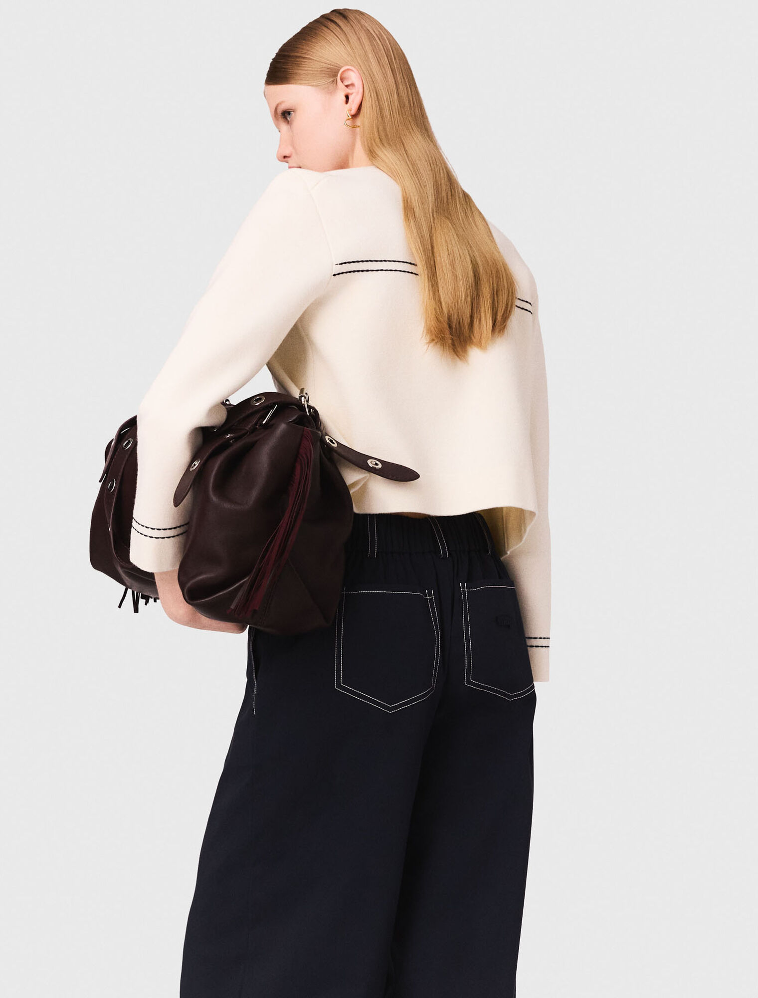 Cardigan corto impunturato