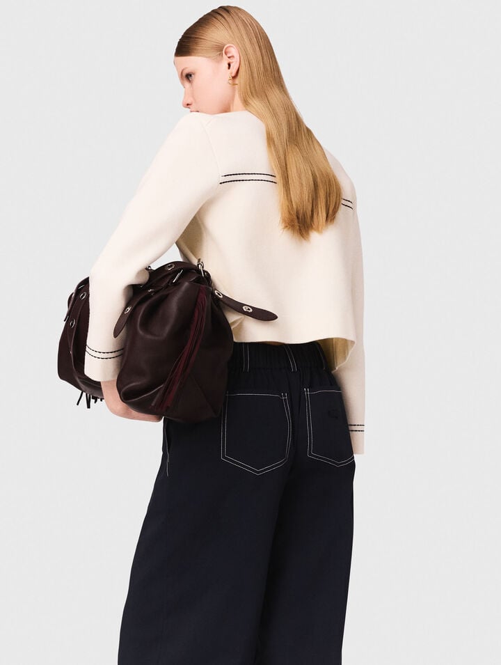 Cardigan corto impunturato