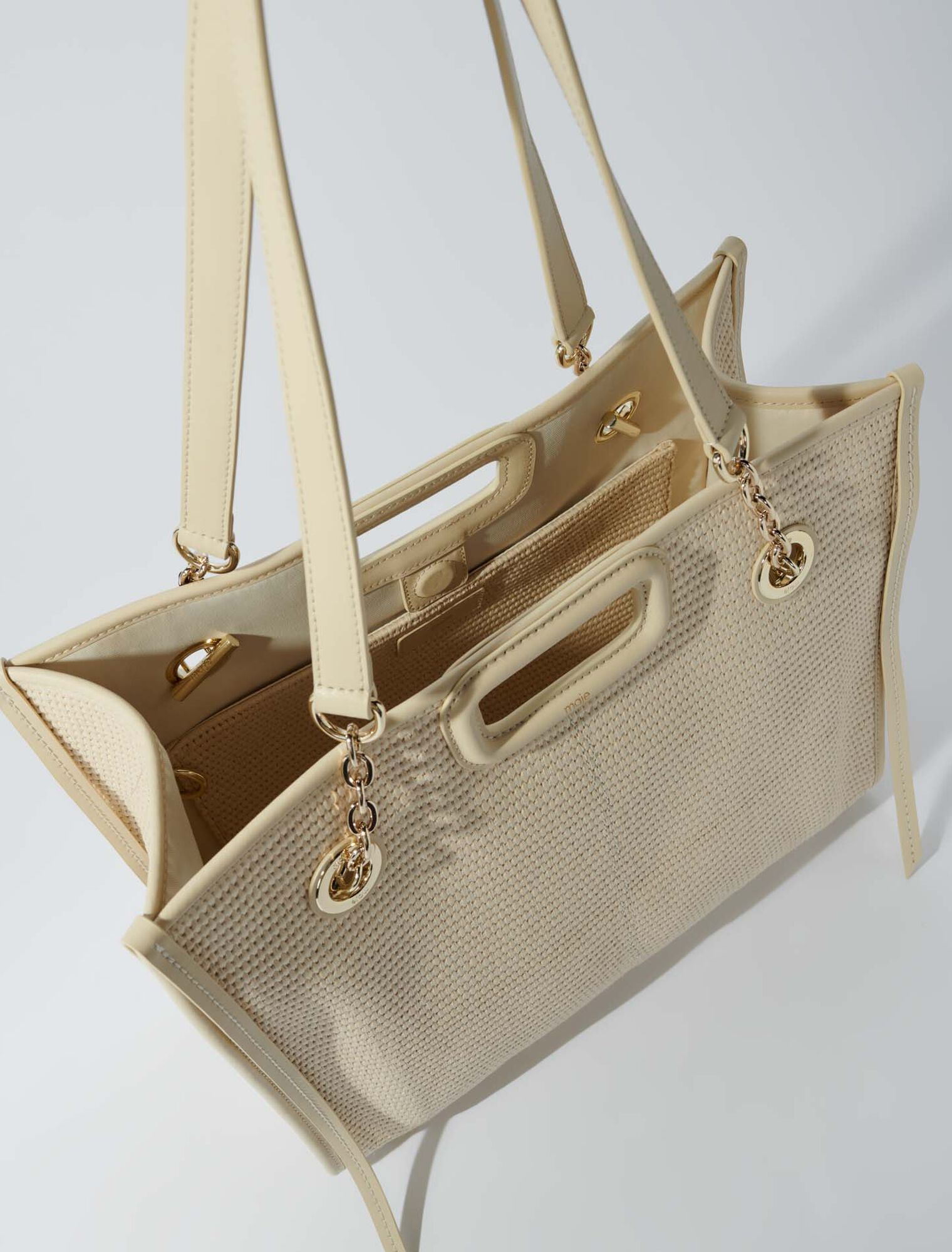Tote bag in tessuto effetto rafia