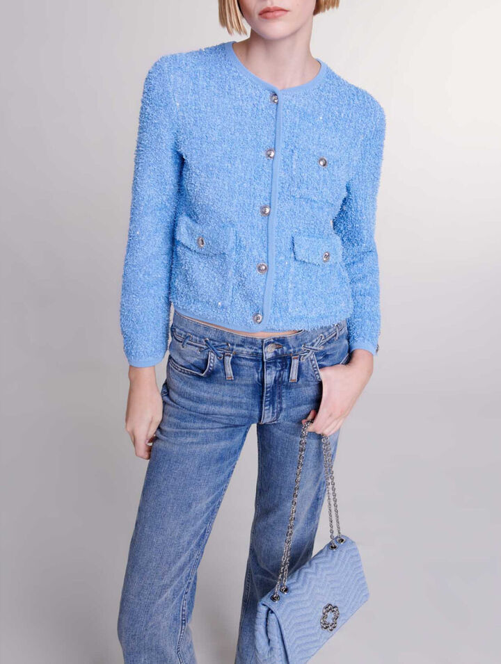 Cardigan in maglia con lustrini