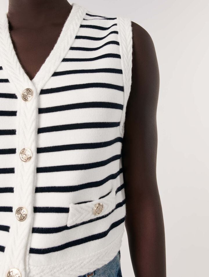 Cardigan a righe senza maniche