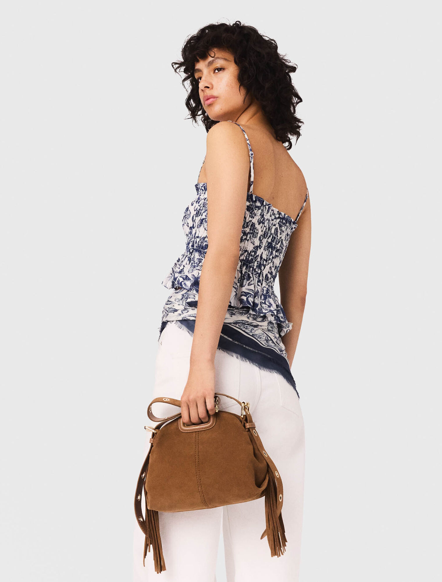 Top a punto smock stampato