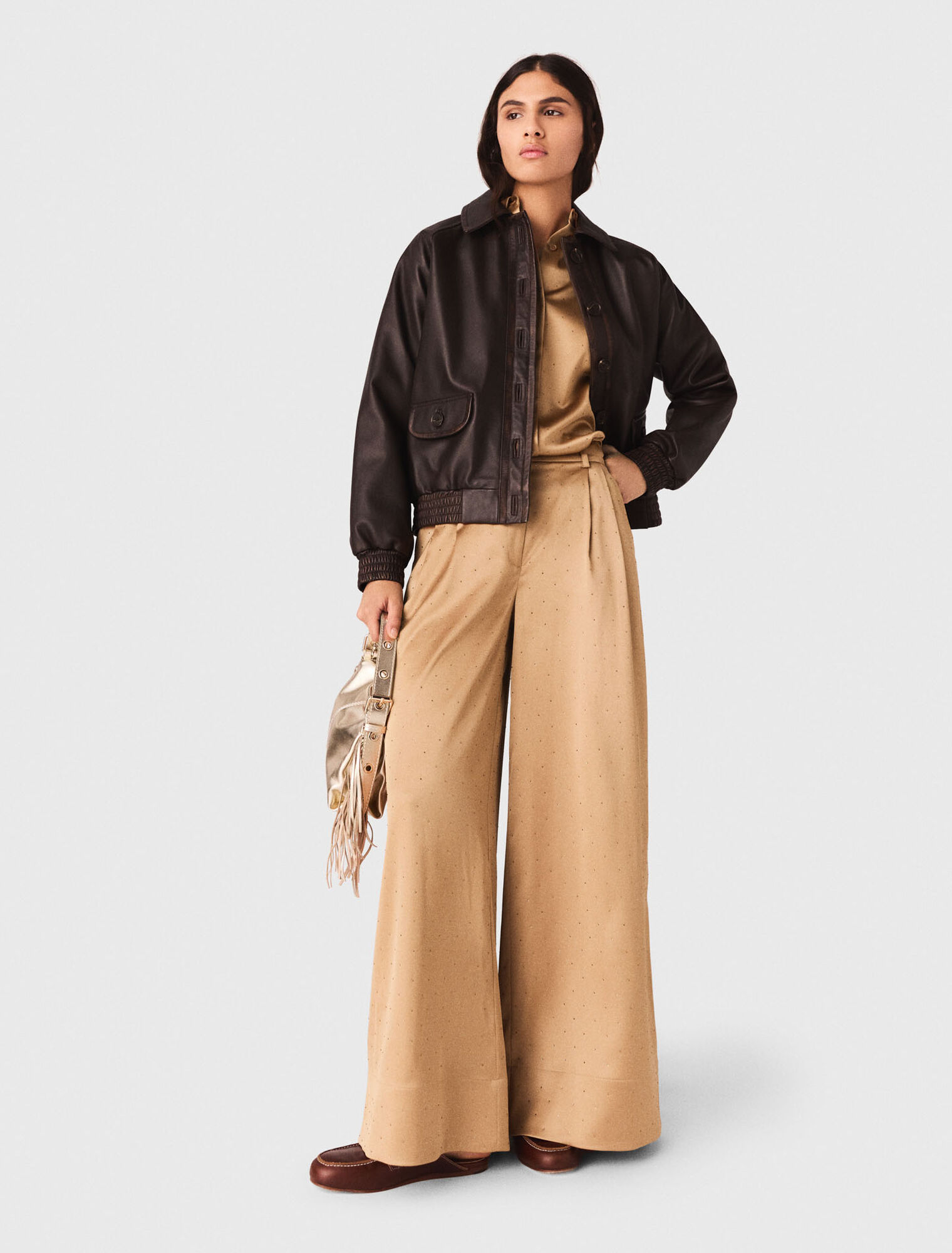 Pantaloni in raso glitterati