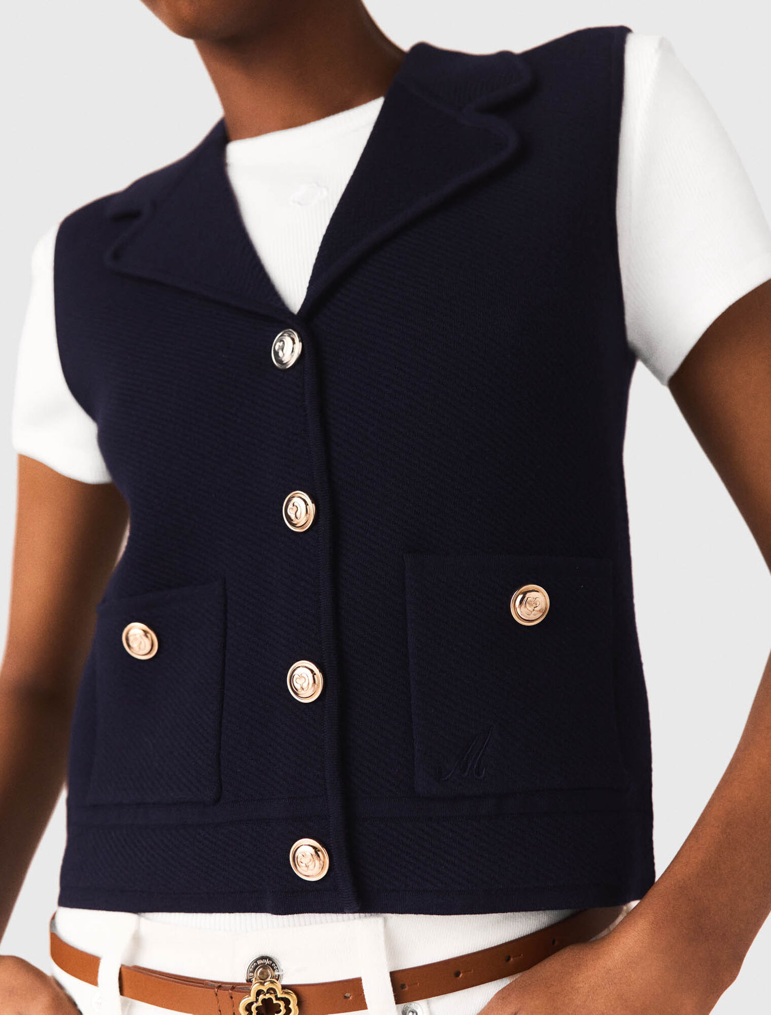 Gilet in maglia con collo polo